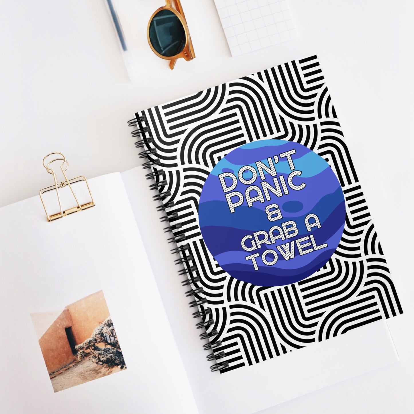 Don't Panic & Grab a Towel Spiral Notebook