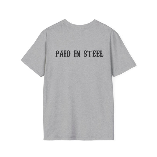 Rough Justice Skull Tee-"Paid in Steel" Western Graphic T‑Shirt