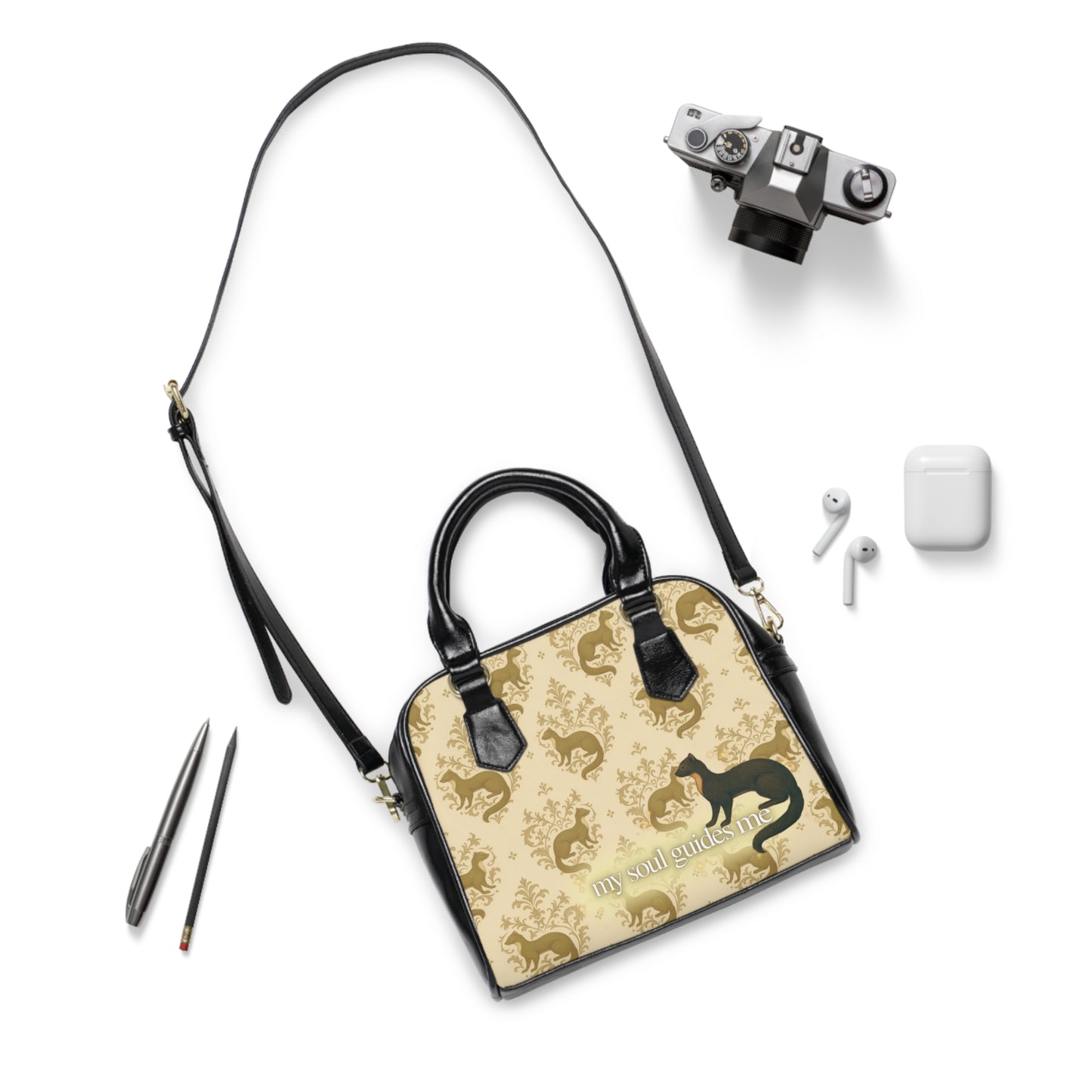 Pine Marten Damask Shoulder Handbag | Inspired By His Dark Materials