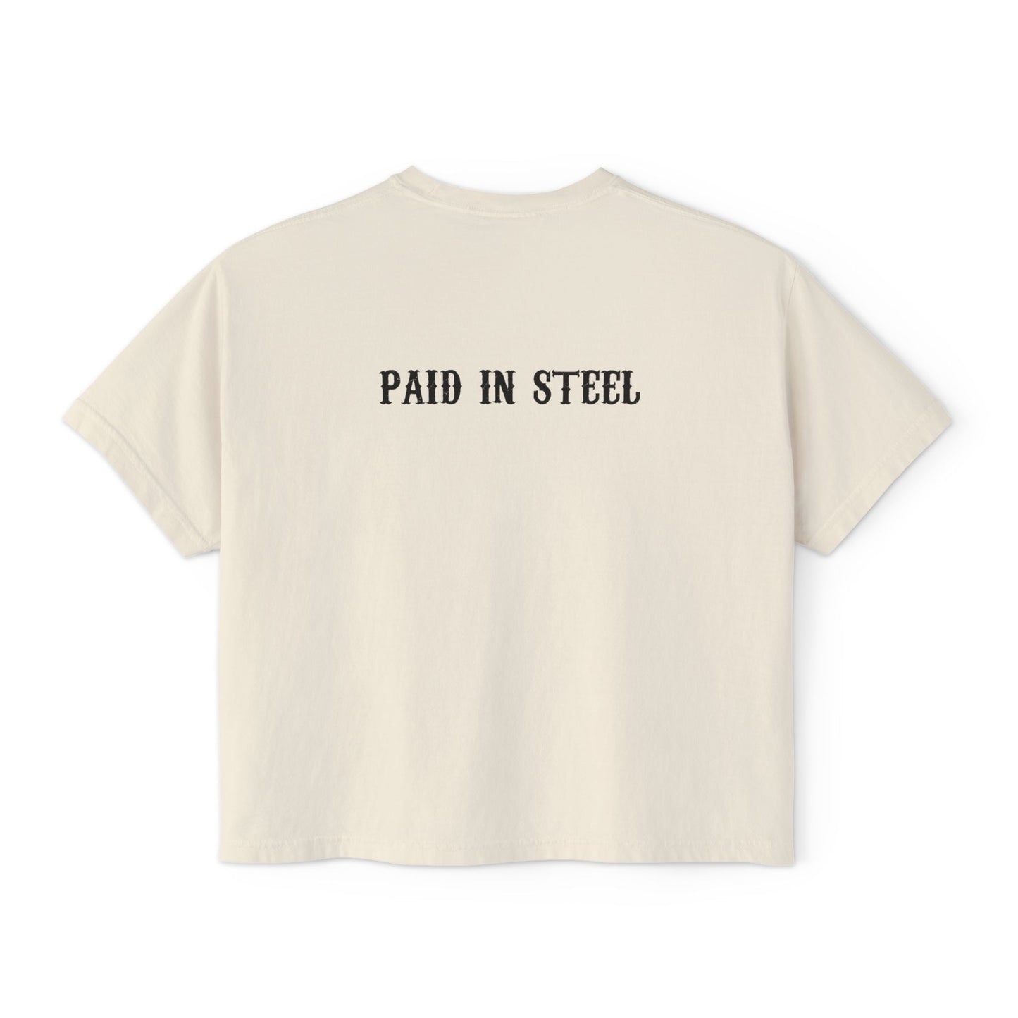 Roughs Justice Longhorn Graphic 'Paid in Steel' Crop T‑Shirt