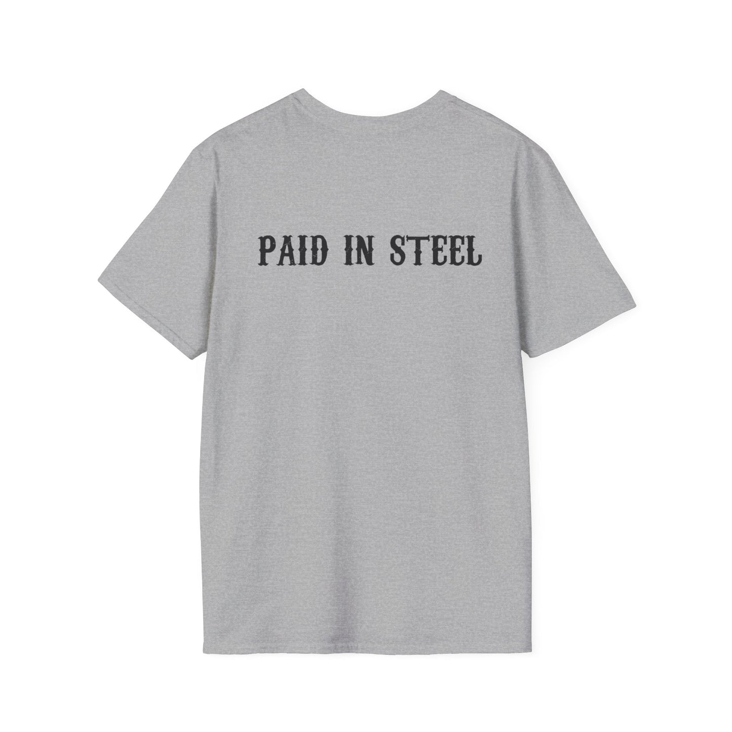 Rough Justice Skull Tee-"Paid in Steel" Western Graphic T‑Shirt