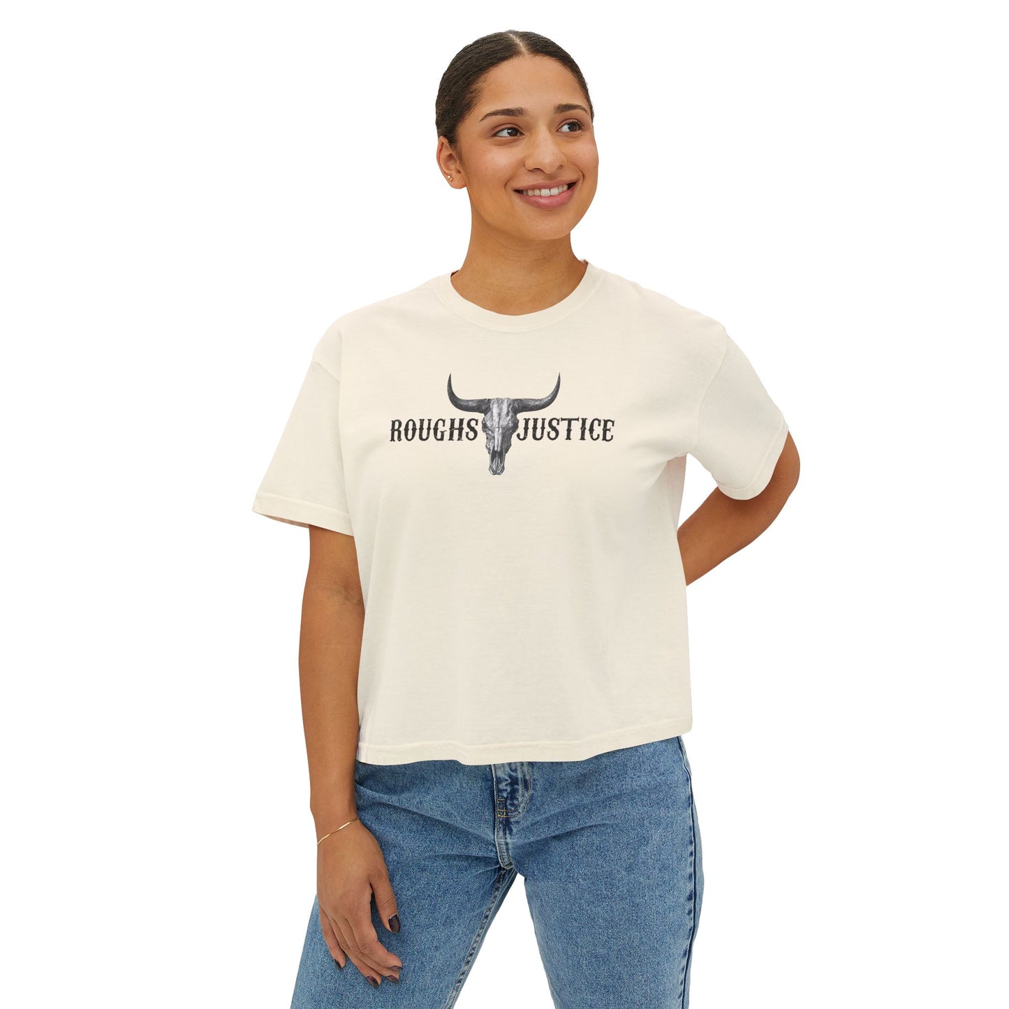Roughs Justice Longhorn Graphic 'Paid in Steel' Crop T‑Shirt